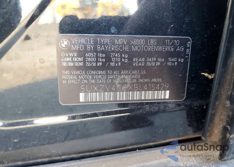2011 BMW X5 xDrive35I from USA, damaged, VIN 5UXZV4C5XBL415429
